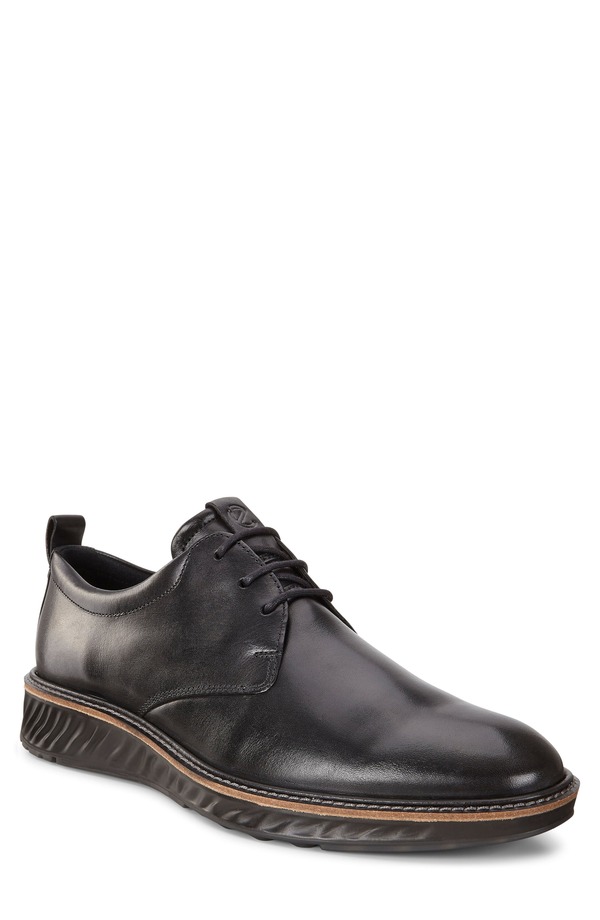 残響音 メンズ シューズ オックスフォード 競り合い ECCO ST.1 Hybrid Plain Toe Derby Black Leather 黒いこと