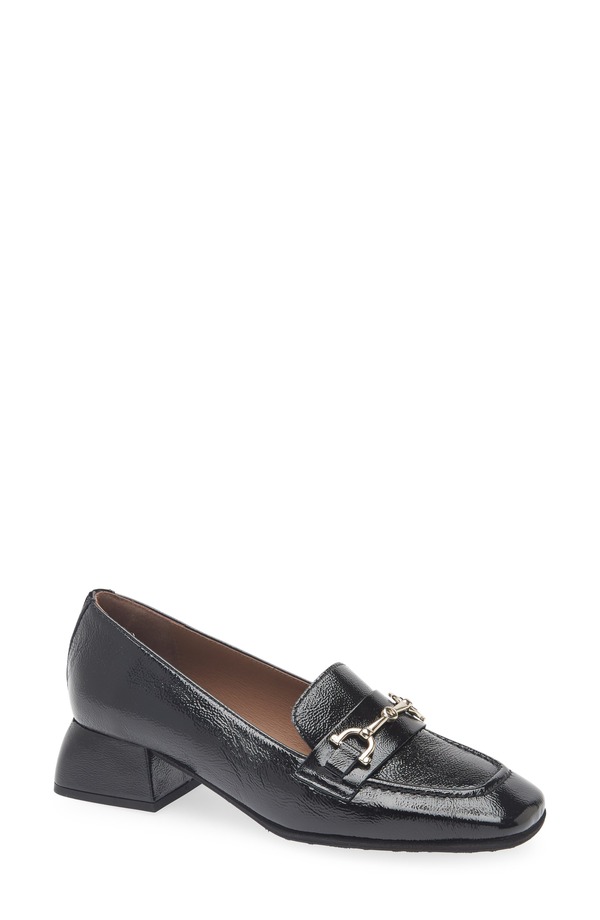 ワンダーズ レディース シューズ 踵 置き目毛皮 Wonders Bit Loafer Pump Lack Black 黒いこと