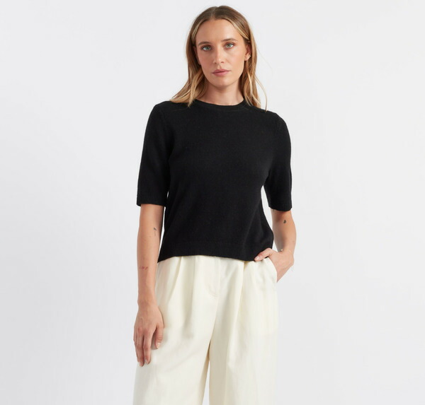 チンティアンドパーカー レディース アウター パーカー・スウェット ティーシャツ プルオーバー Chinti \u0026 Parker Cloud Cashmere Short Sleeve Sweater Tee Black 黒いこと