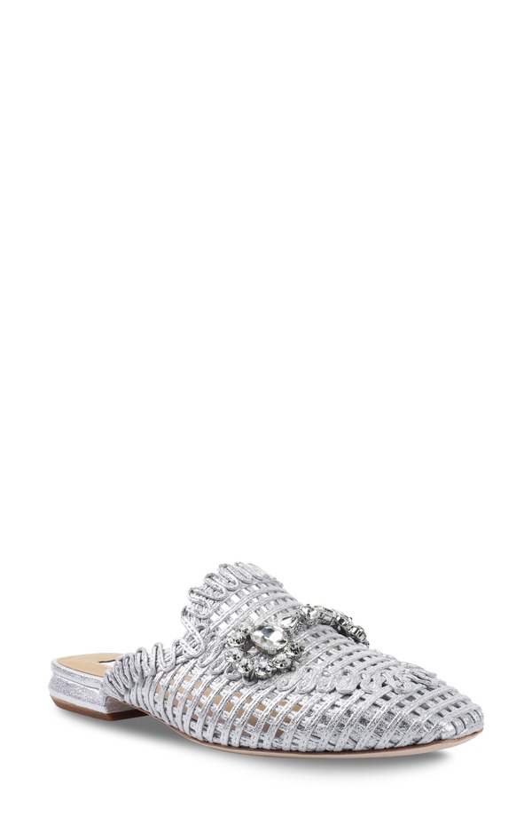 ジジ レディース シューズ 踵 ZIGIsabelle Crystal Bit Mule Silver しろがね色