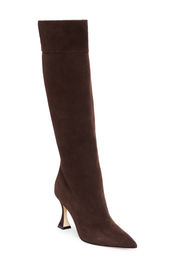 マノロ ブラニク レディース シューズ ブーツ・レインブーツ トール Manolo Blahnik Miralone Pointed Toe Tall Boot Dark Brown 赤銅色
