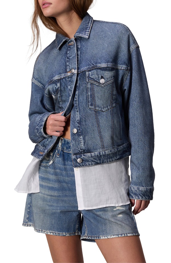 ラグアンドボーン レディース ボトムス デニムパンツ パイル ジャケット rag & bone rb Miramar Trompe l'Oeil Faux Denim Terry Trucker Jacket Wlker デニム