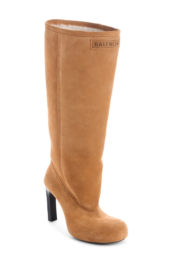 バレンシアガ レディース シューズ ブーツ・レインブーツ Balenciaga Fargo Knee High Boot Brown/ Silver 赤銅色