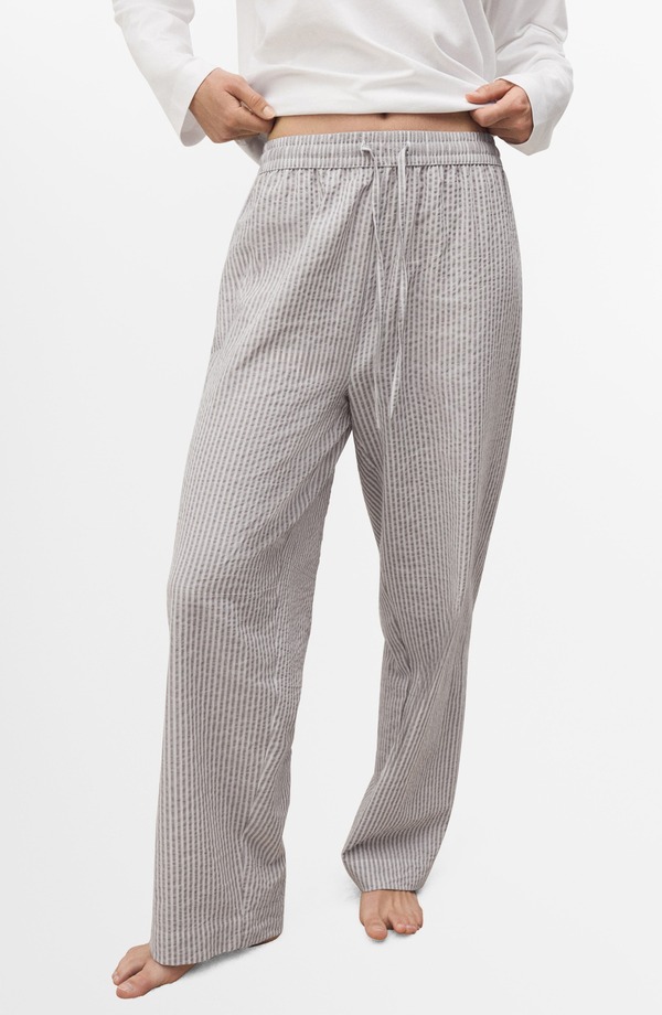 マンゴ レディース アンダーウェア ナイトウェア コットン MANGO Cotton Seersucker Pajamas Taupe トープ 16,860円