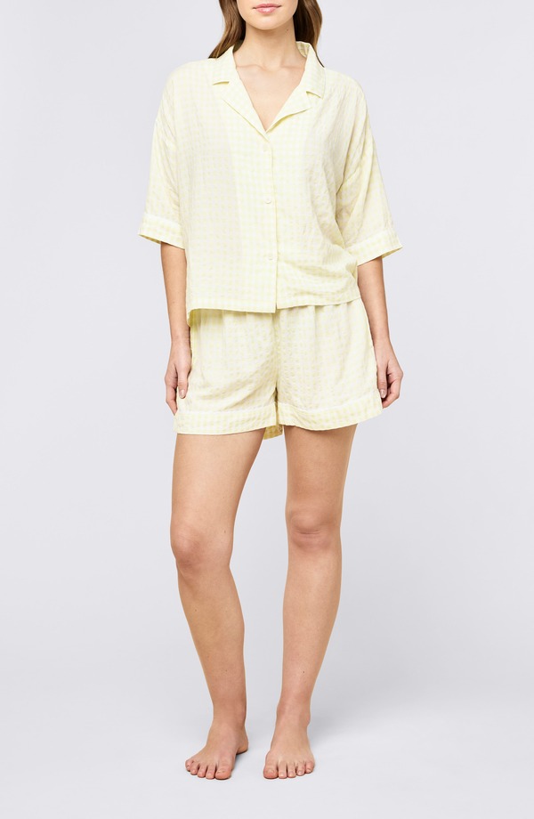 パピネール レディース アンダーウェア ナイトウェア ギンガムチェック ギンガム Papinelle Seersucker Gingham Boxer Pajamasunshine Butter