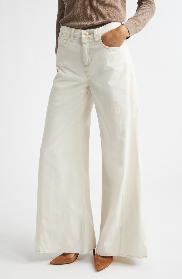 ラジャンス レディース ボトムス デニムパンツ ワイドレッグ ハイウエスト ジーンズ L'AGENCE Beau High Waist Wide Leg Jeans Macadamia