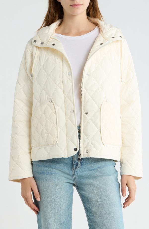 ベルナルド レディース アウター ジャケット・ブルゾン キルティング Bernardo Diamond Quilted Jacket with Removable Hood Vanila Ice