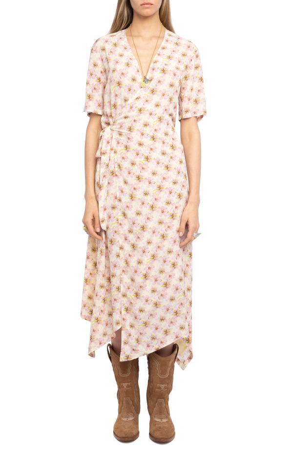 ザディグ エ ヴォルテール レディース トップス ワンピース クレープ Zadig & Voltaireforme Mirror Flowers Crepe Wrap Dress Pear