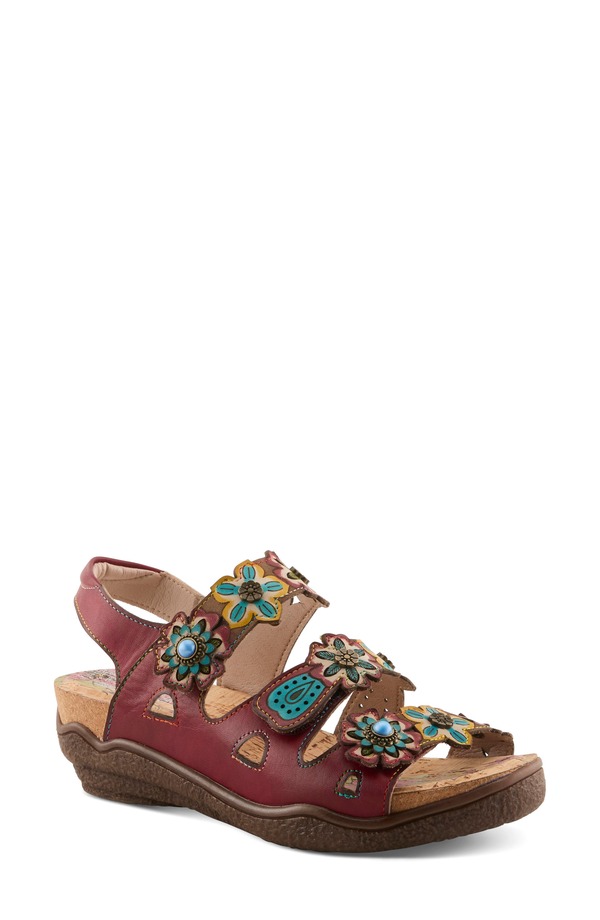春期踏み板 レディース シューズ サンダル L\u0027Artiste by Spring Step Bethie Sandal Dark Red Multi 赤いこと 靴-サンダル