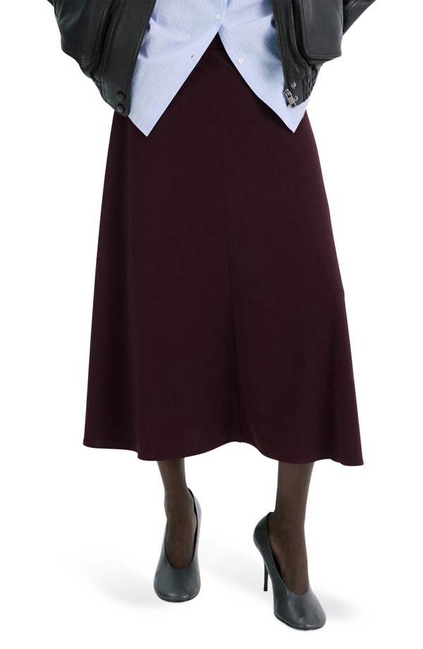 マンゴ レディース ボトムスカート ミディ ニット MANGO Fine Knit Midi Skirt Wine ワイン
