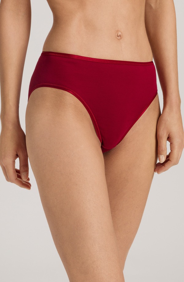 ハンロ レディース アンダーウェア パンツ コットン Hanro Seamless Cotton High Cut Briefs Redahlia レッド