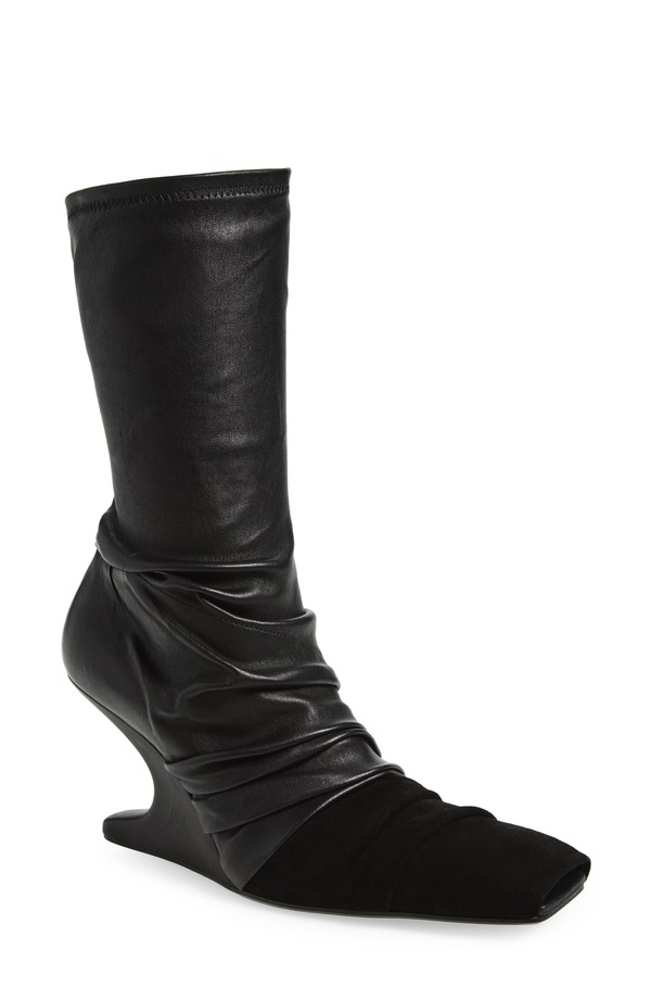 リックオウエンス レディース シューズ ブーツ・レインブーツ Rick Owens Cantilever Mixed Media Boot Black/ Black 黒いこと