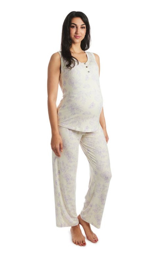 エヴァリーグレー レディース アンダーウェア ナイトウェア マタニティ Everly Grey Joy During & After 2-Piece Maternity/Nursing Sleep Set Bali|ReVida 店