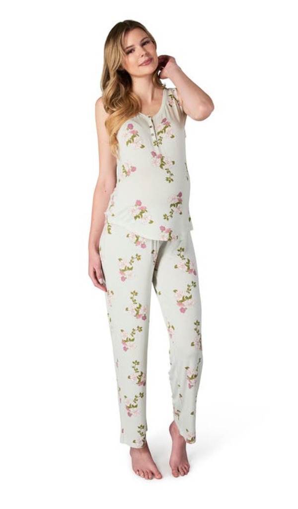 エヴァリーグレー レディース アンダーウェア ナイトウェア マタニティ Everly Grey Joy During & After 2-Piece Maternity/Nursing Sleep Set Peony