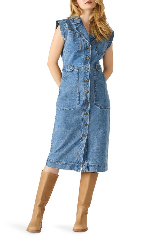 スティーブ マデン レディース ボトムス デニムパンツ ミディワンピース ミディ Steve Madden Julieta Denimidi Dress Forever Blue ブルー