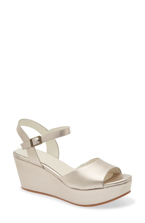 ショコラブルー レディース シューズ ヒール プラットフォーム サンダル Chocolat Blu Winka Platform Wedge Sandal Platinum Leather