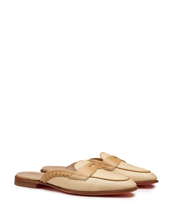 サントーニ レディース シューズ スリッポン・ローファー レザー Santoni Women's Leather and Fabric Mule Natural｜ReVida 店 136,400円
