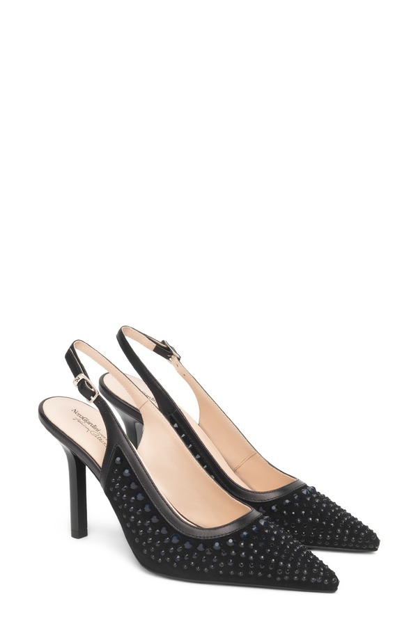 ネーロ ジャルディーニ レディース シューズ 踵 NeroGiardini Embellished Slingback Pointed Toe Pump Black 黒いこと