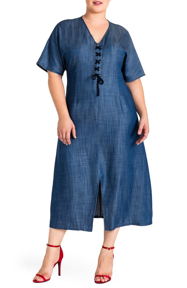 スタンダーズ アンド プラクティス レディース トップス ワンピース ミディ Standards & Practices Meme Chambray Midi Dress Navy ネイビー 23,850円