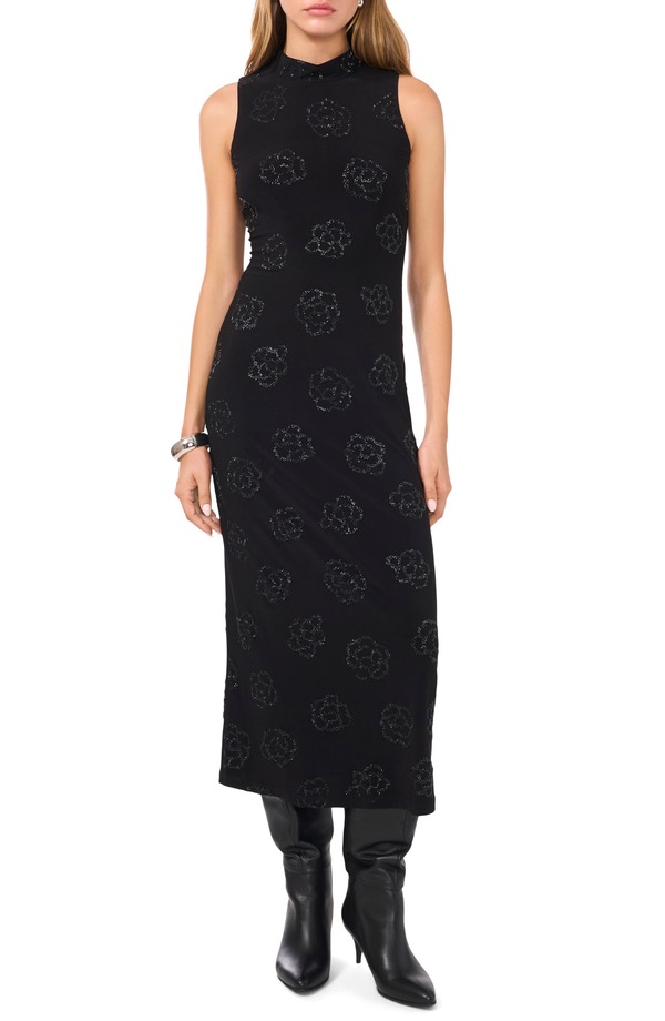 ワンステイト レディース トップス ワンピース モックネック ミディ ノースリーブ 1.STATE Mock Neck Sleevelesstretch Midi Dress Rich Black ブラック