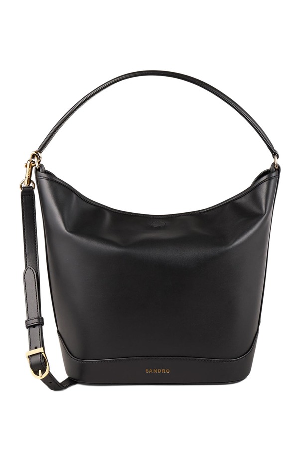 サンドロ レディース バッグ レザー SANDRO Leather bucket bag TANGOSO Black ブラック|ReVida 店