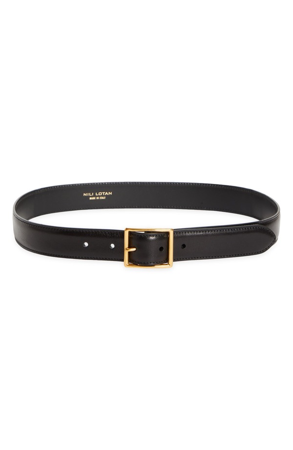 ニリロータン レディース 付属物 三尺帯 なめし革 Nili Lotan Gabrieleather Belt Black W/ Antique Gold Buckle 黒いこと