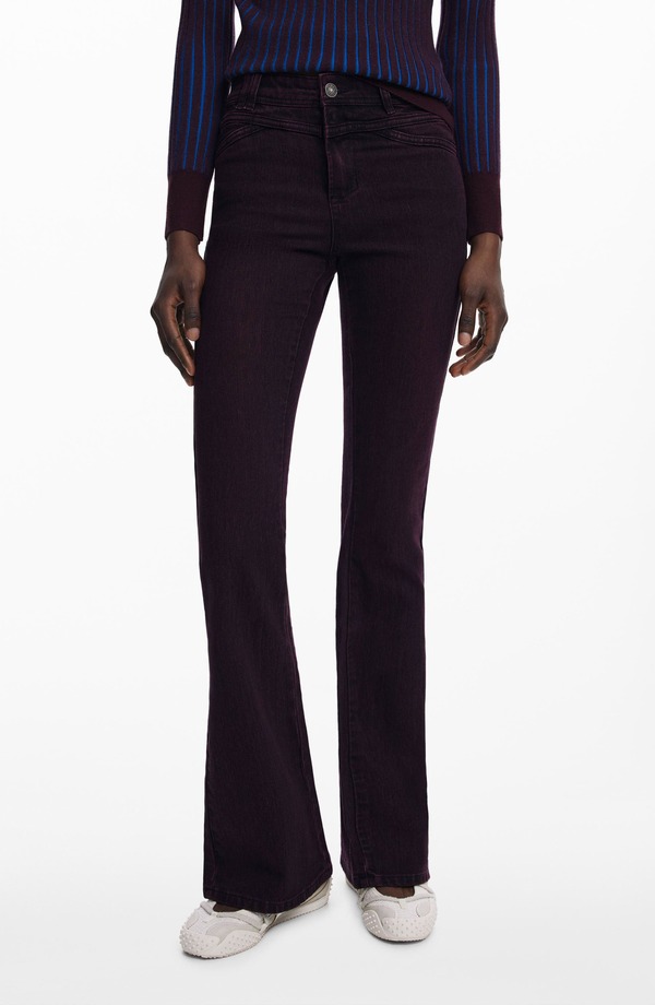 デジグアル レディース ボトムス デニムパンツ ジーンズ Desigual Flare Jeans Burgundy バーガンディ