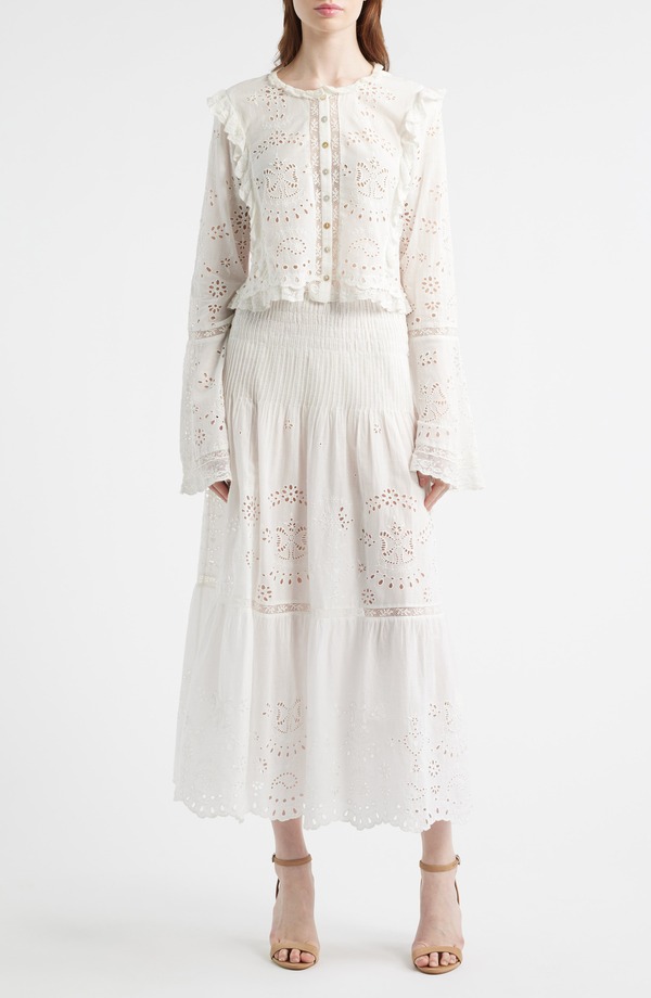 ラブスハックファンシー レディース ボトムスカート ティアード マキシ LoveShackFancy Mallow Eyeletiered Maxi Skirt White ホワイト 61,490円