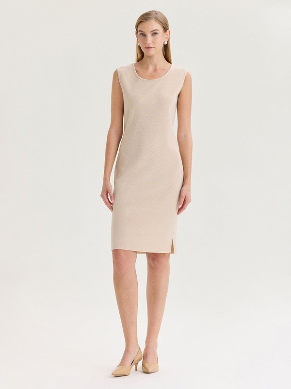 ミソック レディース トップス ワンピース ノースリーブ ニット Misook Sleevelessheath Knit Dress Biscotti