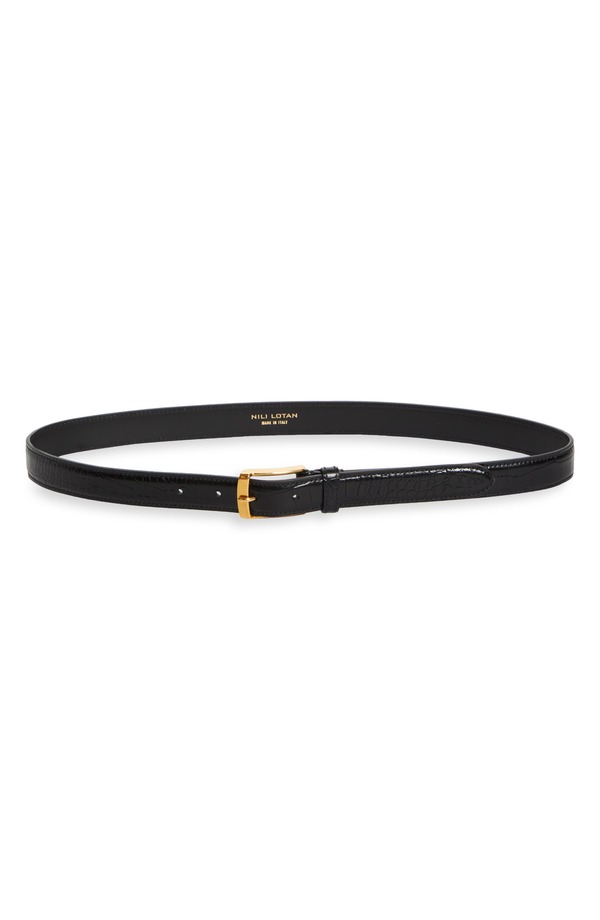 ニリロータン レディース 付属物 三尺帯 なめし革 Nili Lotan Dana Leather Belt Black W/ Gold Buckle 黒いこと