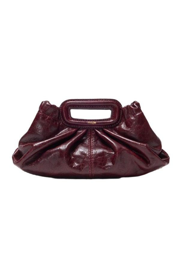 マージュ レディース 御徒面子 ミニ なめし革 maje Crackled leather Milpli mini Clutch Burgundy バーガンディ