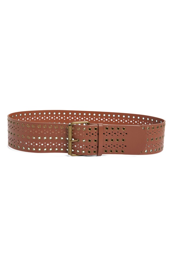 ビーピー レディース アクセサリー ベルト カットアウト レザー フェイクレザー BP. Cutout Grommet Wide Faux Leather Belt Brown ブラウン