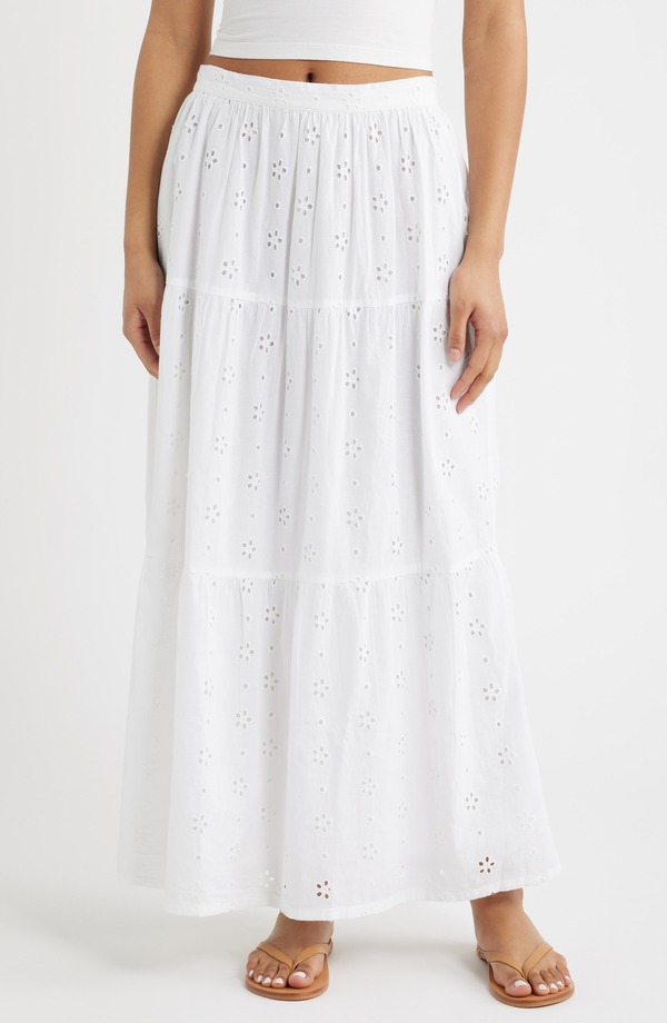 リップカール レディース ボトムスカート ティアード マキシ Rip Curl Oasis Broderie Tiered Maxi Skirt White ホワイト 17,985円