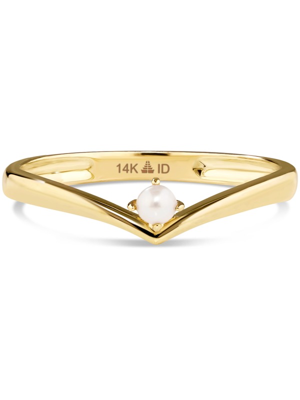 デヴァタ レディース アクセサリー 指輪 DEVATA Freshwater Pearl Chevron Ring in 14K Gold 3mm Yellow Gold イエロー|ReVida 店