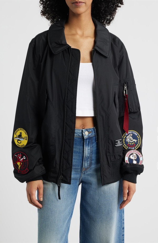 アルファインダストリーズ レディース アウター ジャケット・ブルゾン リラックスフィット Alpha Industries Patch Detail Relaxed Fit Flight Jacket Black ブラック