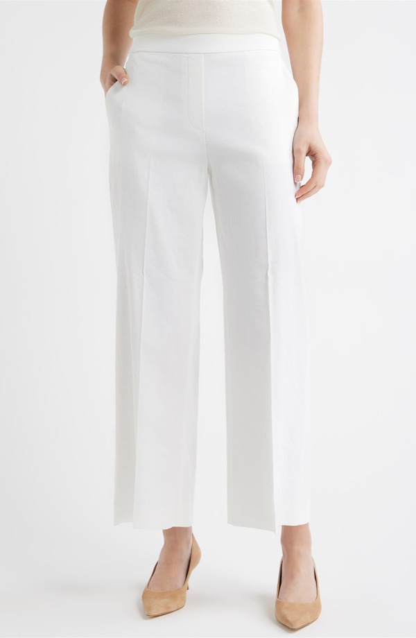 セオリー レディース ボトムス レギンス ワイドレッグ パンツ Theory St. Classic Mid Rise Wide Leg Pants White ホワイト