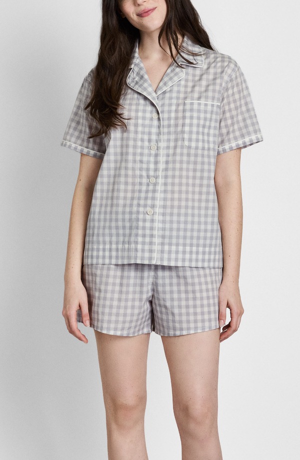 スリーピージョンズ レディース アンダーウェア ナイトウェア Sleepy Jones Corita Pajama Set Large Grey Gingham グレー