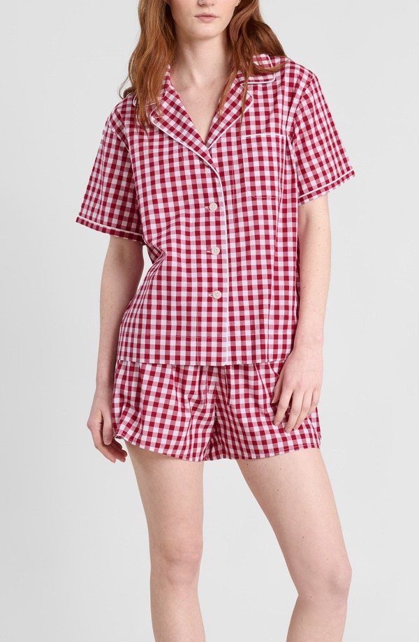 スリーピージョンズ レディース アンダーウェア ナイトウェア Sleepy Jones Corita Pajama Set Large Red Gingham レッド