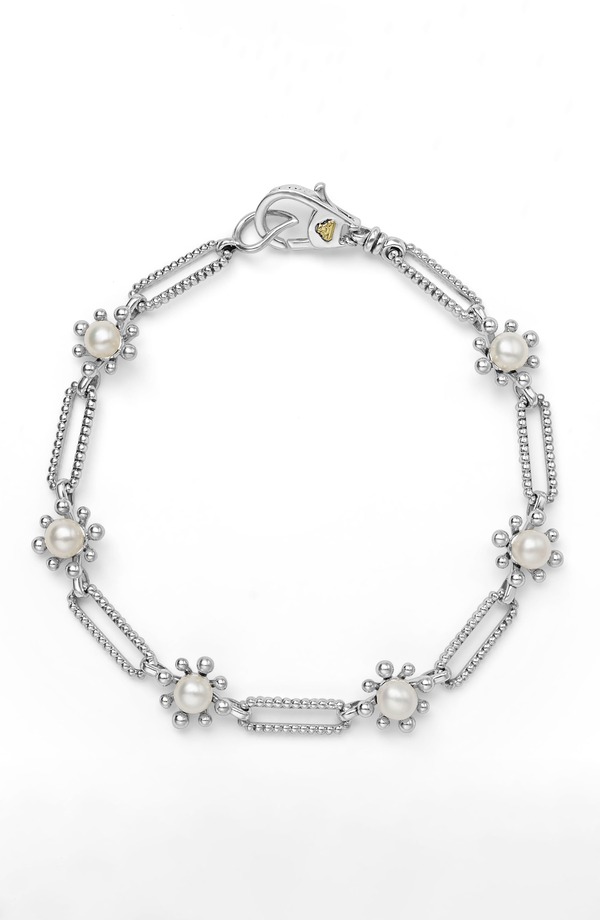 ラゴス レディース アクセサリー ブレスレット・バングル・アンクレット LAGOS Luna Fleur Freshwater Pearl Station Bracelet Silver シルバー