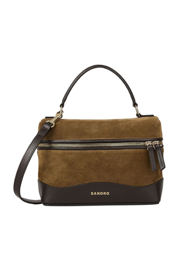 サンドロ レディース バッグ スエード レザー SANDRO TANGOLINO leather and suede vanity bag Camel キャメル
