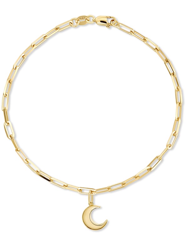 デヴァタ レディース アクセサリー ブレスレット・バングル・アンクレット DEVATA Crescent Moon Charm with Paperclip Chain Bracelet in 14K Gold 7" Yellow Gold イエロー｜ReVida 店