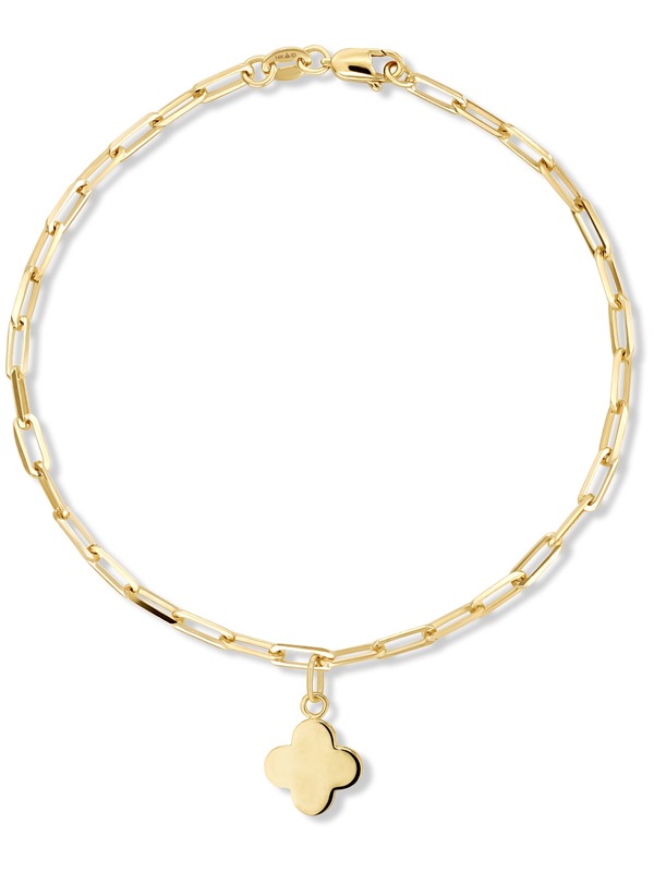 デヴァタ レディース アクセサリー ブレスレット・バングル・アンクレット DEVATA Clover Charm with Paperclip Chain Bracelet in 14K Gold 7\