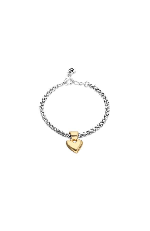ウノデ 50 レディース アクセサリー ブレスレット・バングル・アンクレット UNODE50 Sterling Silver Plated Chain Bracelet With 18K Gold Heart Detail Silver And Gold ゴールド