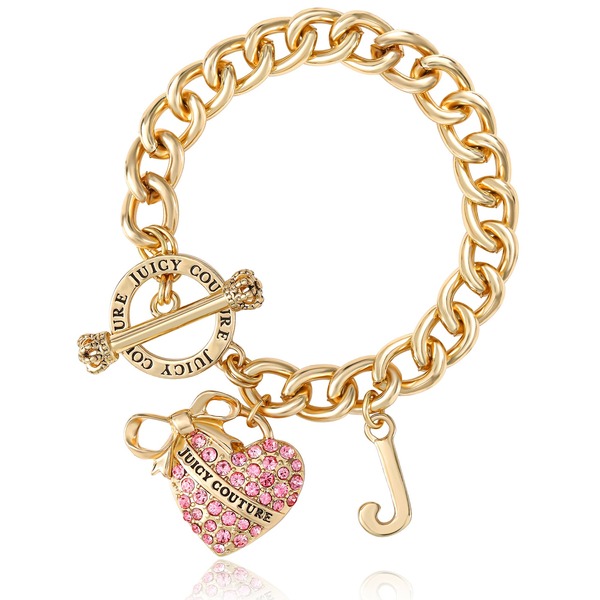 ジューシークチュール レディース アクセサリー ブレスレット・バングル・アンクレット Juicy Couture Pink Pav Heartoggle Bracelet Gold-Tone Curb Chain Gold Tone ゴールド