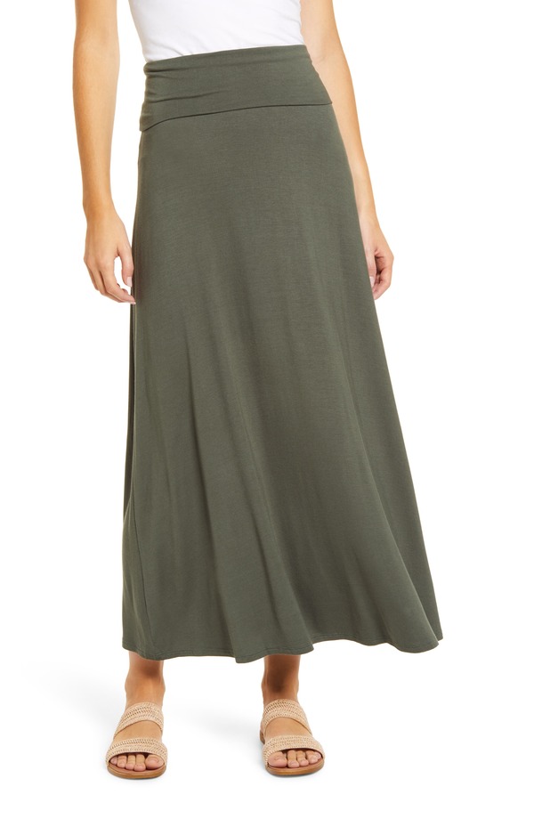 ラブアペラ レディース ボトムスカート マキシ Loveappella Roll Top Maxi Skirt Dk Olive オリーブ|ReVida 店