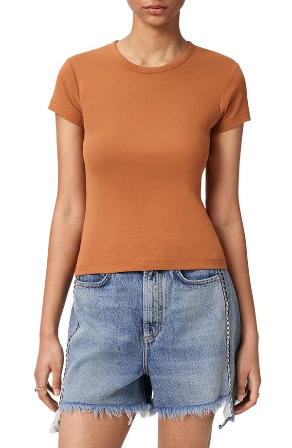 オールセインツ レディース トップス プルオーバー 綿織物 AllSaintstevie Cotton T-Shirt Pecan Brown 赤銅色