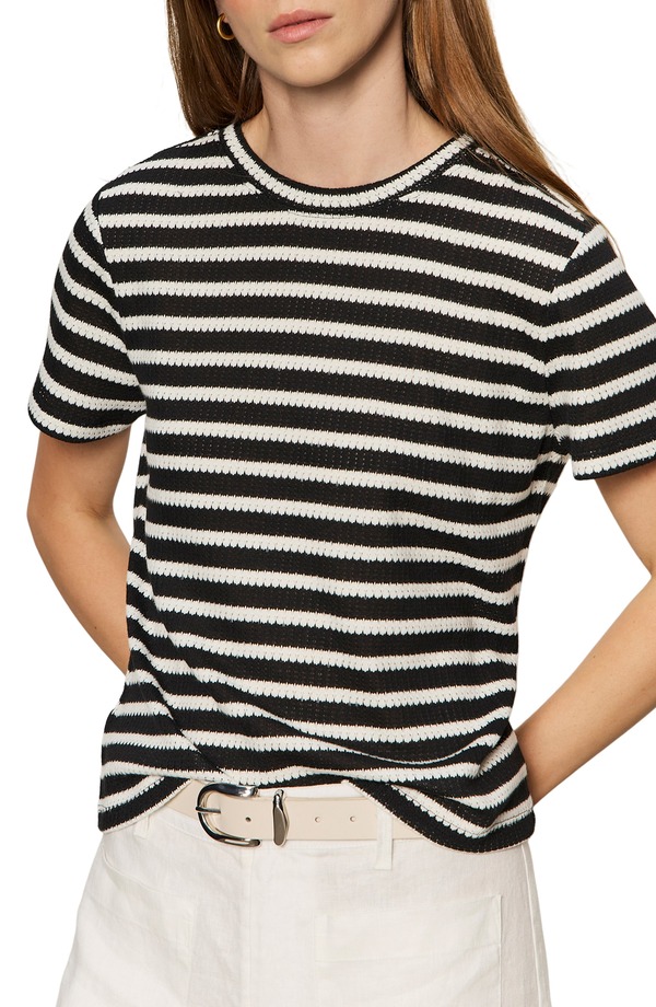 サンクチュアリー レディース アウター パーカー・スウェット Tシャツ Sanctuary Perfectexture Stripe Tee Black/ Chalk Stripe チョーク|ReVida 店