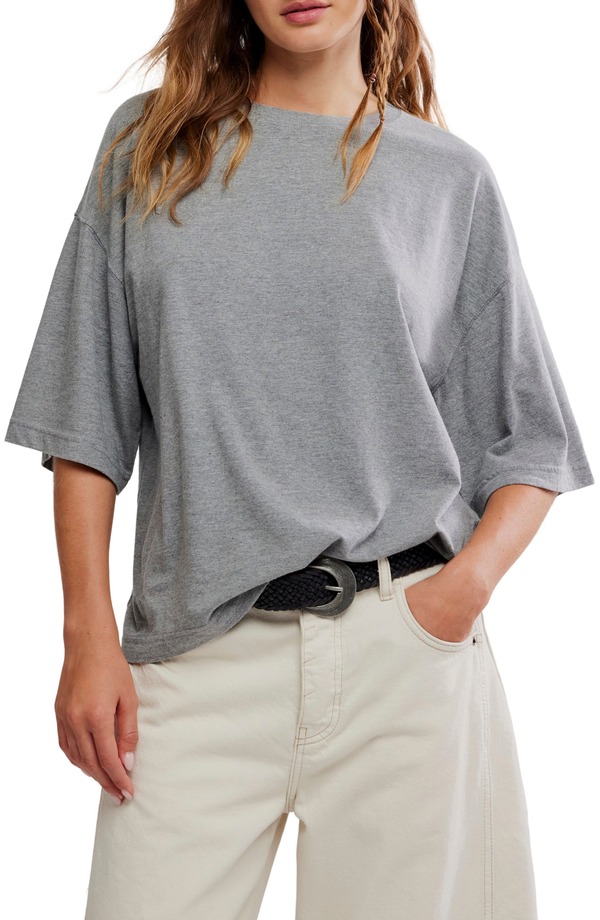 フリーピープル レディース トップス プルオーバー 綿織物 Free People WTF Perfect Oversize Cotton T-Shirt Heather Grey 薄墨色