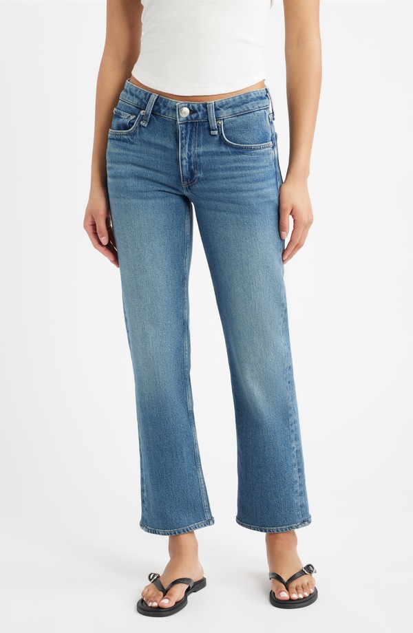 ラグアンドボーン レディース ボトムス デニムパンツ ストレート ローライズ アンクル ジーンズ rag & bone Harlow Rise Ankle Straight Leg Jeans Easton|ReVida 店