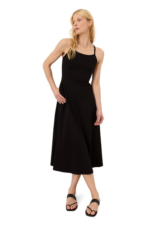 パクト レディース トップス ワンピース ミディ コットン Pact Fit & Flare Midi Dress Made With Organicotton Black ブラック｜ReVida 店